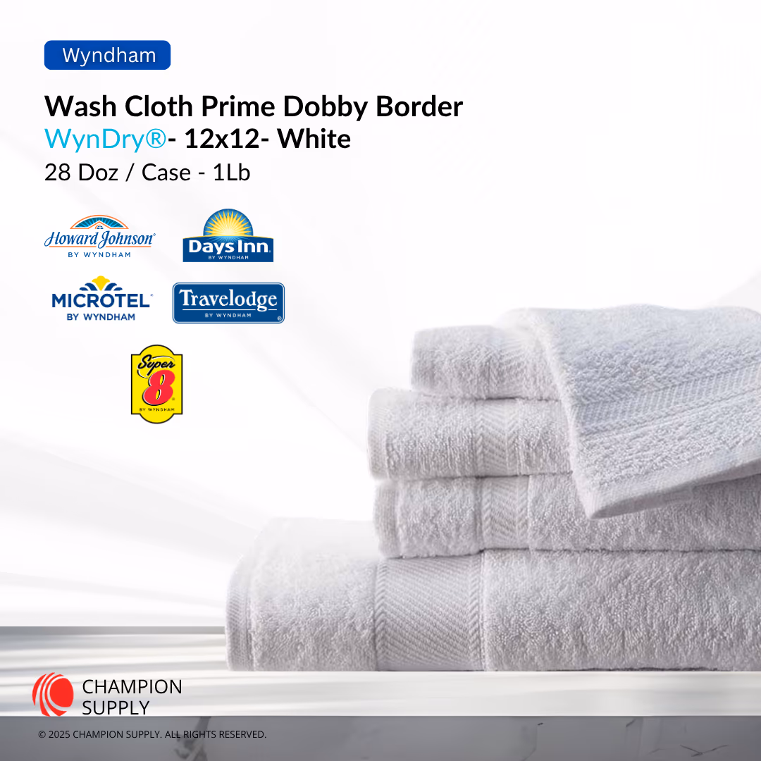 Wyndry Prime 12x12 Wash Cloth With Dobby Border 1 Lb, Case of 336